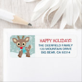 ルドルフのトナカイ雪の結晶クリスマスアドレス ラベル (インサイチュ)