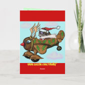 ルドルフの平らなクリスマスカードのサンタのおもしろいなパイロット シーズンカード (裏面)