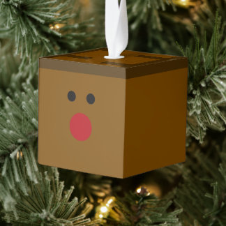 ルドルフの木製キューブクリスマスオーナメント キューブオーナメント