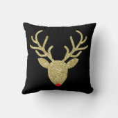 ルドルフの金ゴールドのグリッターのクリスマスの装飾用クッション クッション (裏面)