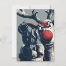 ルドルフは銃を持っている クリスマスカード