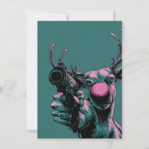 ルドルフは銃を持っている 面白い大人クリスマスカード