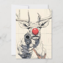 ルドルフは銃を持っている 面白い大人向けクリスマスカード