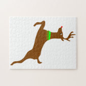 ルドルフを跳躍させます赤い鼻のトナカイ ジグソーパズル (横)