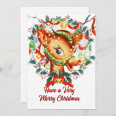 ルドルフクリスマスカードアンティークヴィンテージ シーズンカード (正面/裏面)