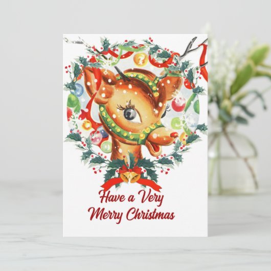 ルドルフクリスマスカードアンティークヴィンテージ シーズンカード (スタンド正面)