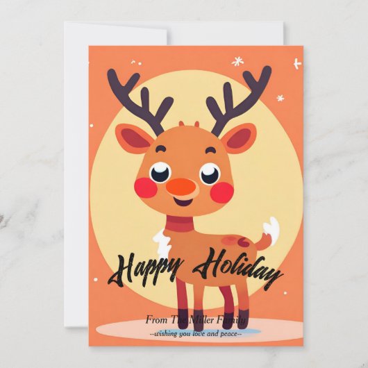 ルドルフクリスマスフラットホリデーカード シーズンカード (正面)
