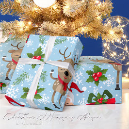ルドルフサンタスノーフレークスクリスマスラッピング紙 ラッピングペーパー
