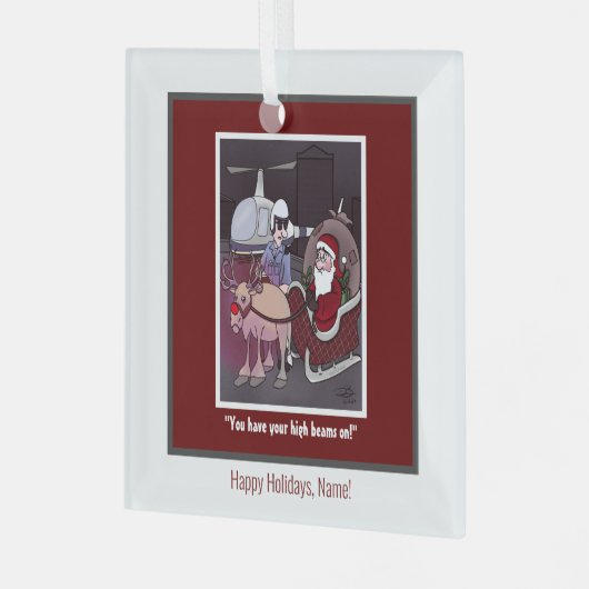 ルドルフザレッドノーズ正方形ガラスオーナメント ガラスオーナメント (正面左)