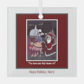 ルドルフザレッドノーズ正方形ガラスオーナメント ガラスオーナメント (正面)