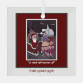 ルドルフザレッドノーズ正方形ガラスオーナメント ガラスオーナメント (裏面)