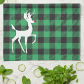 ルドルフシルエットバッファロープレイド キッチンタオル (折り畳み)