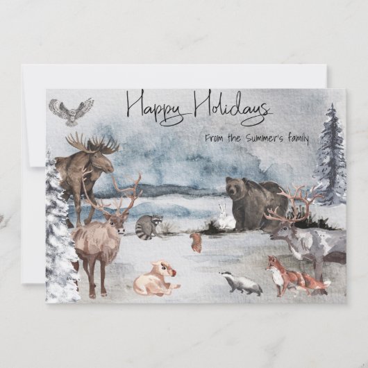 ルドルフトナディアウッドランドアニマルクリスマスホリデー シーズンカード (正面)
