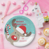ルドルフパーソナライズされたトナカイとキャンディーケーン ペーパープレート (パーティー)