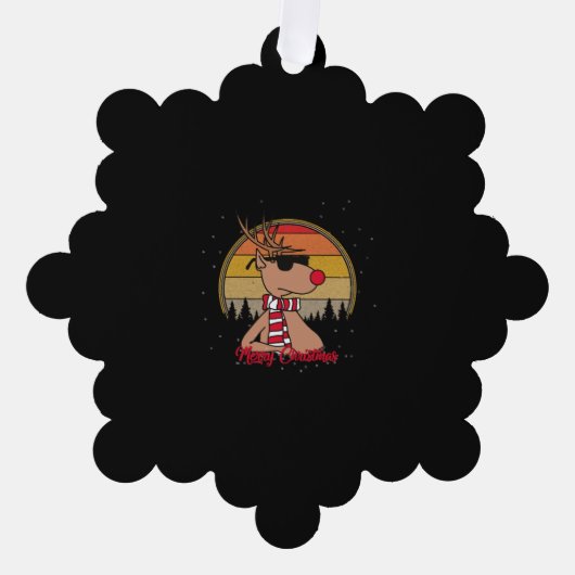 ルドルフ赤鼻トナカイヴィンテージサンセットクリスマス オーナメントカード (正面)