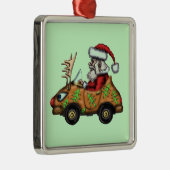ルドルフ車の木のオーナメントのサンタのおもしろいな運転者 メタルオーナメント (右)