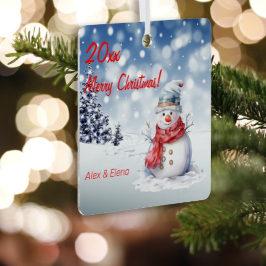 ルドルフ雪の写真メタルスクエアオーナメント メタルオーナメント