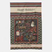 ルドルフ霜の降りたサンタパーソナライズされたイエスクリスマス キッチンタオル (縦)