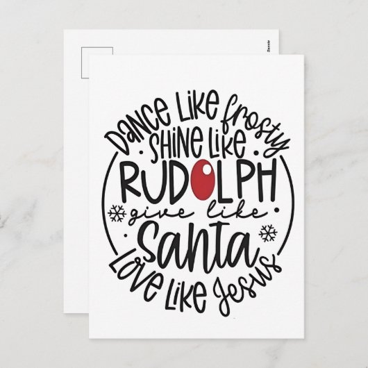 ルドルフ霜の降りた・クリスマスのように輝くように踊る シーズンポストカード (正面/裏面)