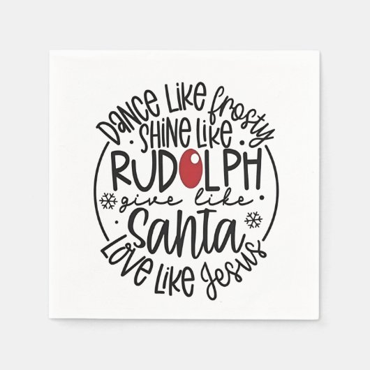 ルドルフ霜の降りた・クリスマスのように輝くように踊る スタンダードカクテルナプキン (正面)