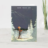 ルドルフ・コイヴによるノスタルジックなイラストが描かれた、伝統的なヴィンテージのホリデーグリーティン シーズンカード (正面)