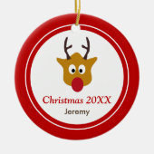 ルドルフ・ザ・レッド・ノーズ・トナカイ・クリスマス セラミックオーナメント (正面)