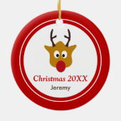 ルドルフ・ザ・レッド・ノーズ・トナカイ・クリスマス セラミックオーナメント (裏面)
