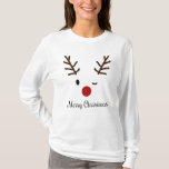 ルドルフ・メリークリスマス Tシャツ<br><div class="desc">ウィンキングRudolphデザインで休日の精神を示す。</div>