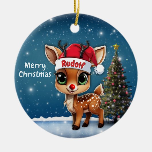 ルドルフ 赤ちゃん シカ🦌 🎄 セラミックオーナメント (正面)