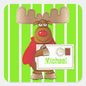 ルドルフReindeer北極特別配達子 スクエアシール (正面)