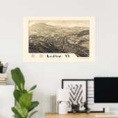 ルドローVTパノラママップ – 1885 ポスター (ホームオフィス)