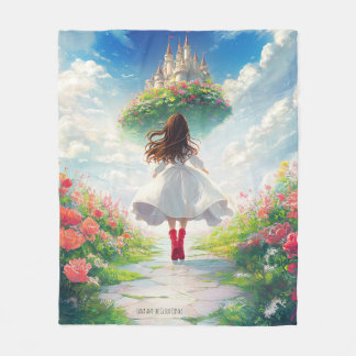 ルナと雲の城 – 魅惑のフリース 空白の フリースブランケット