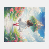 ルナと雲の城 – 魅惑のフリース 空白の フリースブランケット (正面(横))