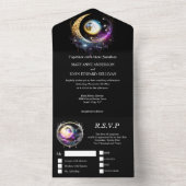 ルナの満月の三日月天の神秘的エレガントな オールインワン招待状 (内側)