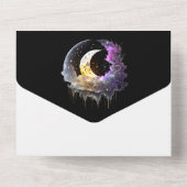 ルナの満月の三日月天の神秘的エレガントな オールインワン招待状 (裏面)