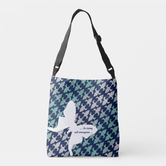 ルナガのバッファローの格子縞のダマスク織のミントの真夜中の青 クロスボディバッグ (裏面)