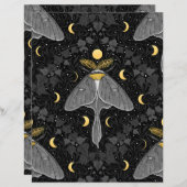 ルナガの蛾、月の相とツタのダマスクパターン (正面/裏面)