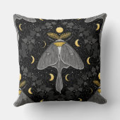 ルナガの蛾、月の相とツタのダマスクパターン クッション (裏面)