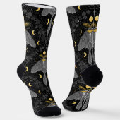 ルナガの蛾、月の相とツタのダマスクパターン ソックス (傾斜あり)