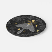 ルナガの蛾、月の相とツタのダマスクパターン ペーパープレート (アングル)