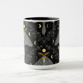 ルナガの蛾、月の相とツタのダマスクパターン マグカップ (中央)