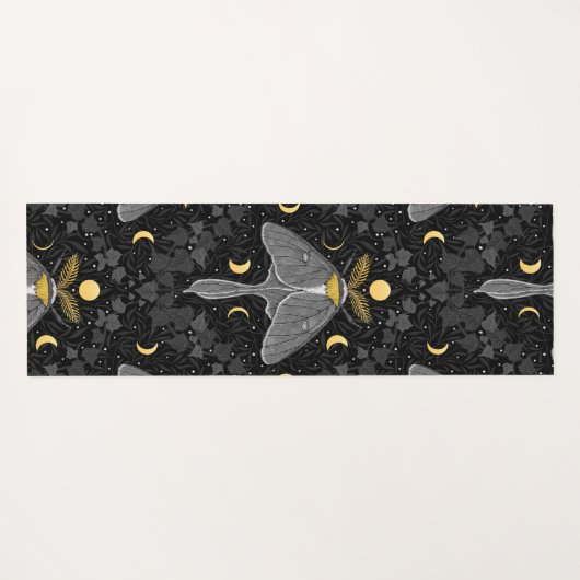 ルナガの蛾、月の相とツタのダマスクパターン ヨガマット (裏面(横))