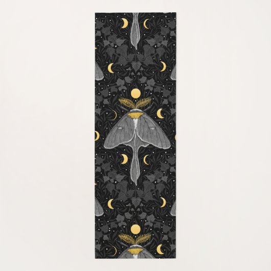 ルナガの蛾、月の相とツタのダマスクパターン ヨガマット (裏面)