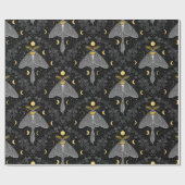 ルナガの蛾、月の相とツタのダマスクパターン ラッピングペーパー (フラット)