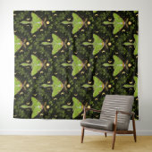 ルナガの蛾、月相とツタのダマスク2 タペストリー (インサイチュ(横))