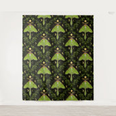 ルナガの蛾、月相とツタのダマスク2 タペストリー (正面)