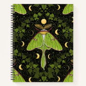 ルナガの蛾、月相とツタのダマスク2 ノートブック (正面)