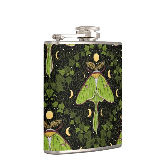 ルナガの蛾、月相とツタのダマスク2 フラスク (右)