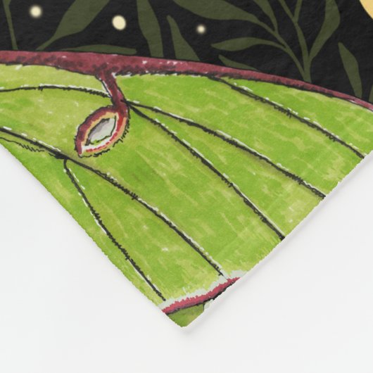 ルナガの蛾、月相とツタのダマスク2 フリースブランケット (角)