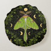 ルナガの蛾、月相とツタのダマスク2 ラウンドクッション (裏面)